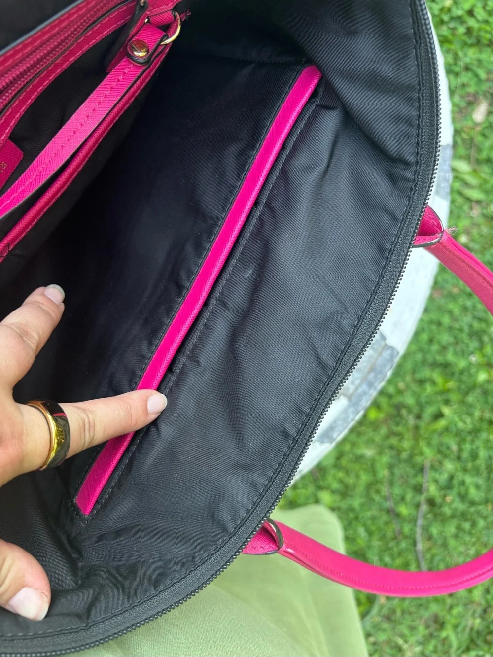 Michael Kors Black Medium Tote with Hot Pink Handles